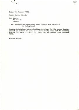 Fax from The National People’s Party of South Africa