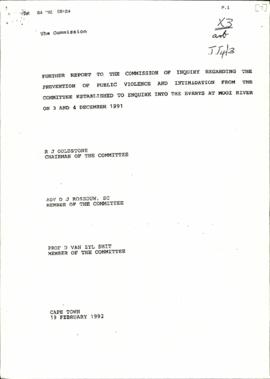 Further report dated to the Commission of inquiry regarding the prevention of public violence and...