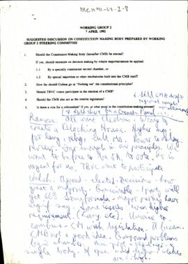 Working Group 2 7 April 1992: Suggested Discussion on Constitution Making Body Prepared by Workin...