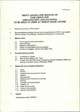 Draft Agenda for Task Group one meeting