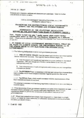 Framework for Restructuring Local Government During the Pre-Interim and Interim Periods