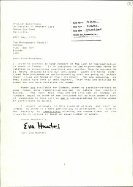 Letter from Eva Hunter