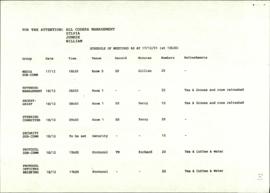 Schedule of meetings