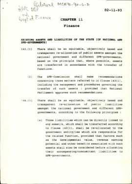 Chapter 11: Finance: Existing Assets and Liabilities of the State (Of National and SPR-Government)