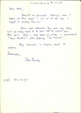 Handwritten letter from Colin [illegible] to Albie