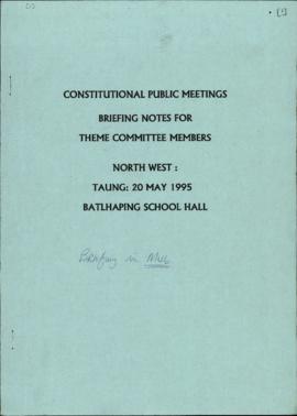 Constitutional Public Meetings: Briefing Notes for Theme Committee Members