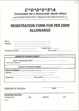 Registration for Per Diem Allowance
