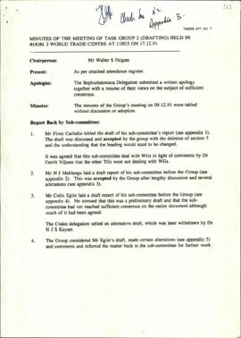 Hand-amended minutes of the meeting of Task Group 2 (drafting)