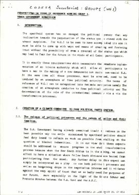 Venda Government: Perspectives on the Terms of Reference for WG1