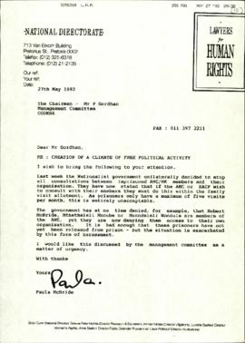 Letter from Paula McBride