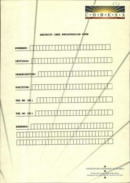 Security card registration form