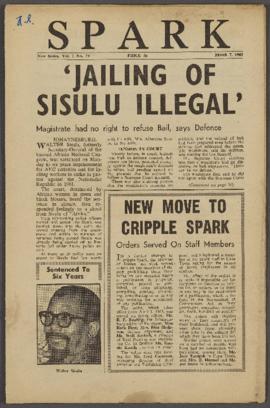 Spark Vol.1 No.19: 'Jailing Of Sisulu Illegal'