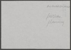 Notes on Urban Planning [and related documents]