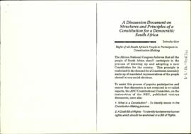 A Discussion Document on Structures and Principles of a Constitution for a Democratic South Africa