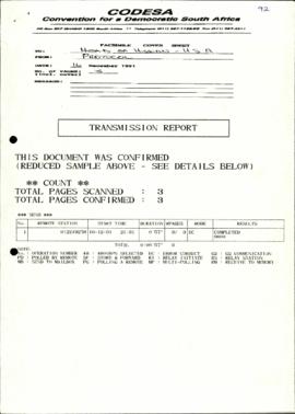 Head of Mission – USA re: Cover sheet