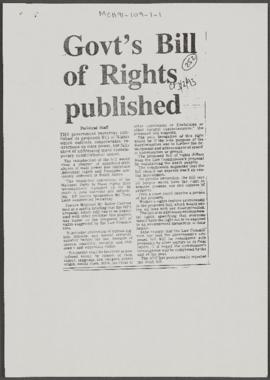 Govt's Bill of Rights published [and related documents]