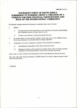 Solidarity: Creation of the climate for free political participation and the role of the internat...