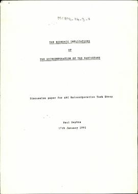 The Economic Implications of the Reincorporation of the Bantustans