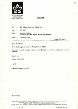 Copy of fax letter from South African Institute of Race Relations to Codesa Steering Committee re...