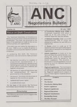 ANC Negotiations Bulletin Number 33: Focus on Draft Constitution