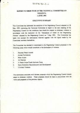 Report Number Four of the Technical Committee on Violence: 2 June 1993