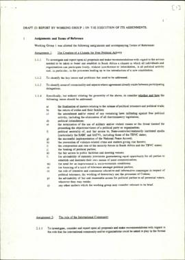 Draft (3) report by Working Group 1 on the execution of its assignments