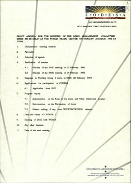 Draft agenda for the meeting