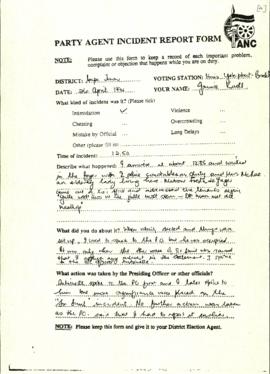 ANC Party Agent Incident Report Form