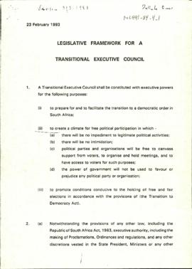 Legislative Framework for a Transitional Executive Council