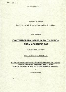 Contemporary Issues In South Africa From Apartheid To?