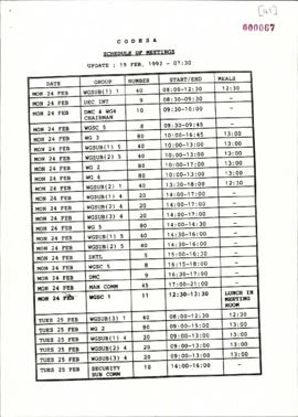 Schedule of meetings update