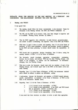 Adopted minutes of the meeting with extracts from minutes- relationship between WG5 and the DMC