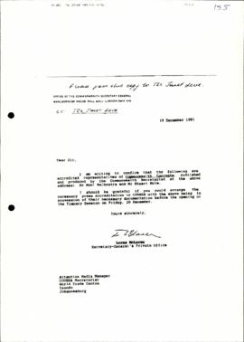 Secretary-General – Commonwealth re: Application for Press Accreditation