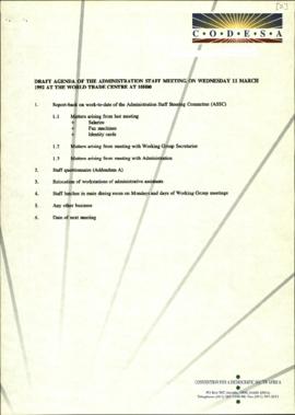 Draft agenda for Administration Staff meeting