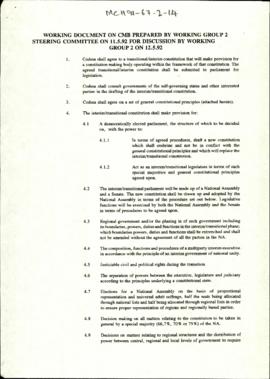 Working Document on CMB Proposed by Working Group 2 Steering Committee on 11.5.92 for Discussion ...