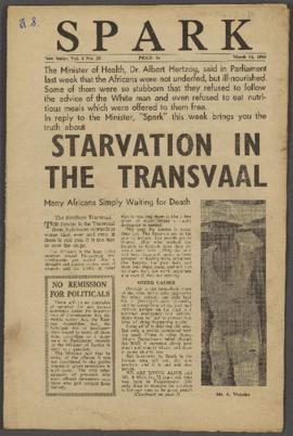 Spark Vol.1 No.20: Starvation in the Transvaal