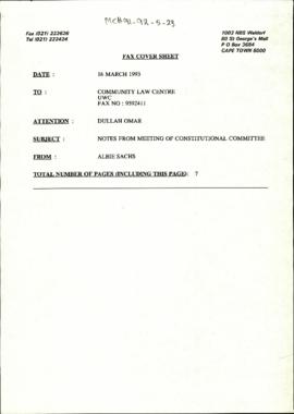 Notes from Meeting of Constitutional Committee