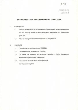 Guidelines for the Management Committee