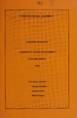 Constitutional Assembly Edward Shalala Community Liaison Department Year End Report