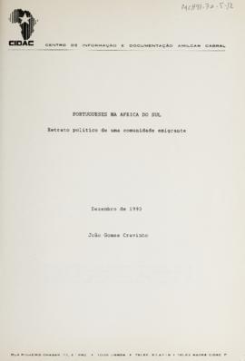 Portugueses Na Africa Do Sul: Retrato politico de uma comunidade emigrante