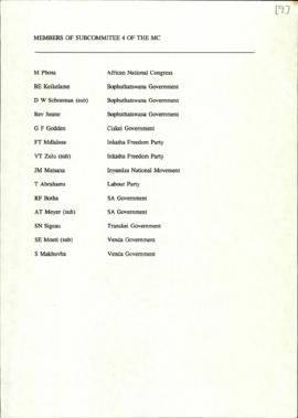 List of Members of Sub-Committee 4 of the MC