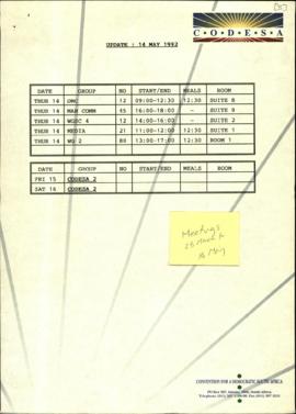 Schedule of meetings