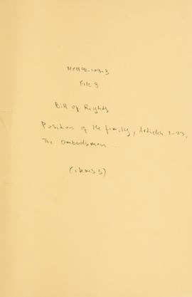 Position of the Family in a Democratic SA (Draft), Article 1-23, The Ombudsman, Article 5 Equalit...