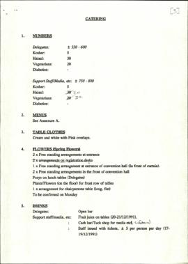 Catering Planning sheet for Plenary