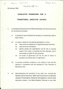 Legislative Framework for a Transitional Executive Council