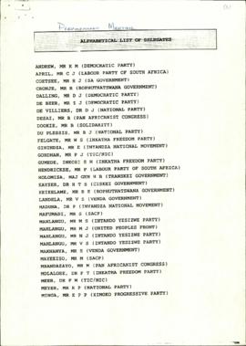 Alphabetical List of Delegates to the Preparatory Meeting