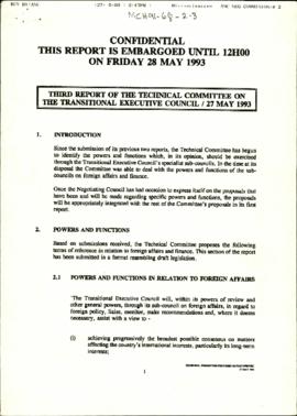 Third Report of the Technical Committee on the Transitional Executive Council / 27 May 1993