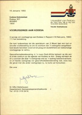 University of Pretoria: Voorleggings aan CODESA