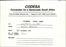 Mr G van N Viljoen re: Cover sheet