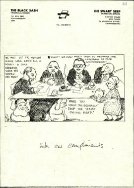 From Black Sash: A cartoon with regard to the issue of Women’s involvement in Codesa